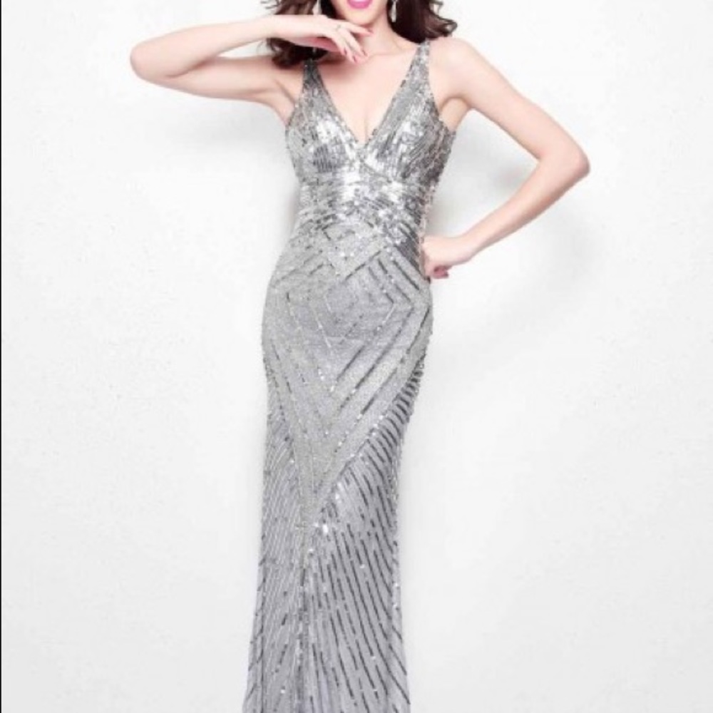 Primavera silver sequin prom dress - Picture 3 of 5